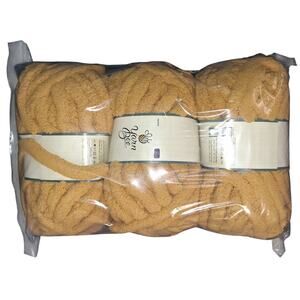 NWT Yarn Bee 100% Polyester Jumbo Fuzzy Soft Yellow Yarn Knitting Crochet 3x Lot